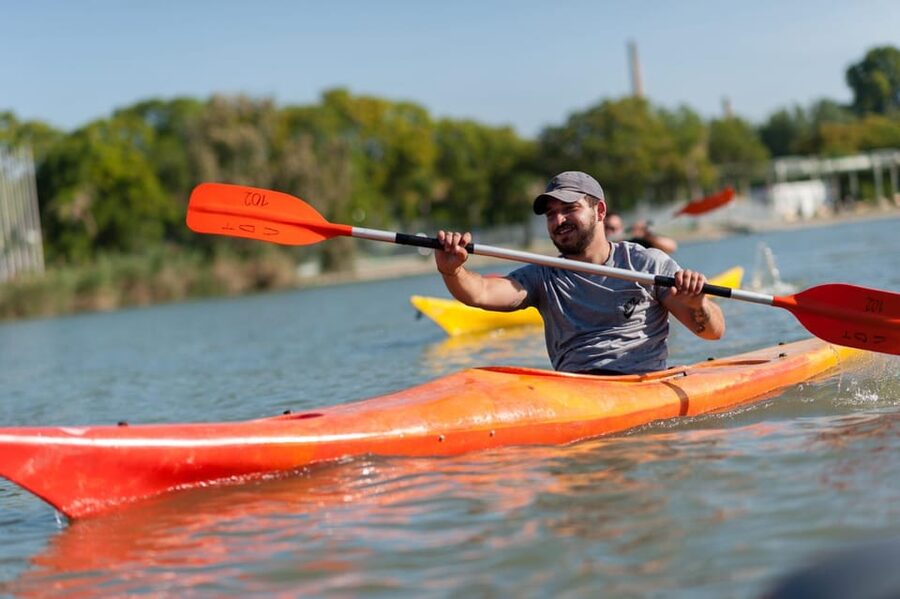 Seville:Guadalquivir River Kayak Tour - The Torre del Oro from the Guadalquivir