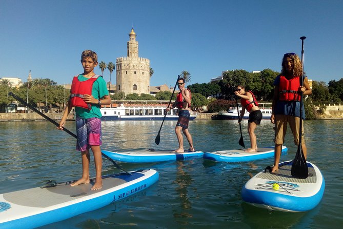 Seville Paddle Surf Sup in the Guadalquivir River - Looking up at the Torre del Oro