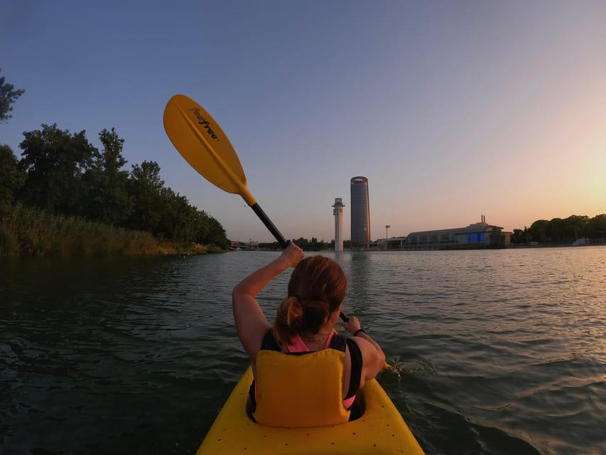 Sunset Kayak: Historic Seville, Triana and La Cartuja - Sevilla Tower and the river’s modern side